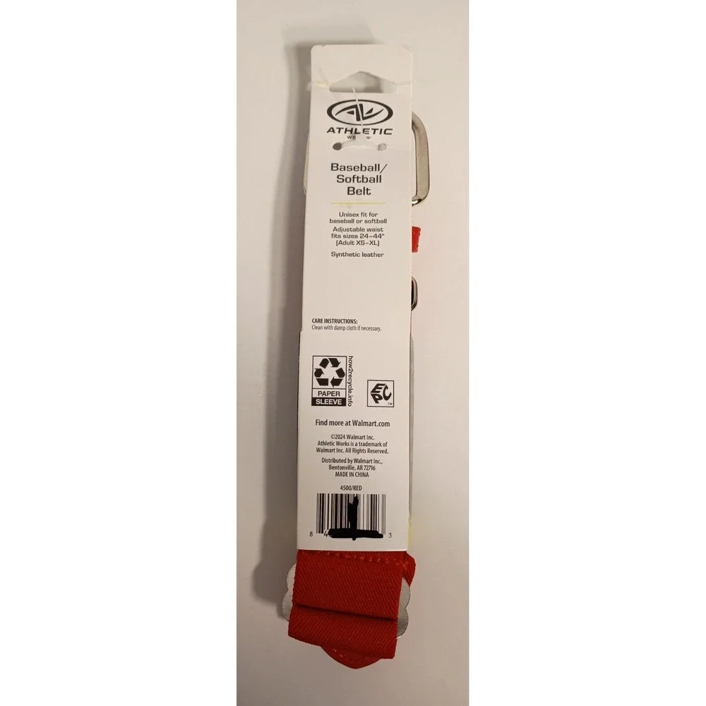 Athletic‎ Works Baseball/Softball Belt Red Synthetic Leather Adult 24-44